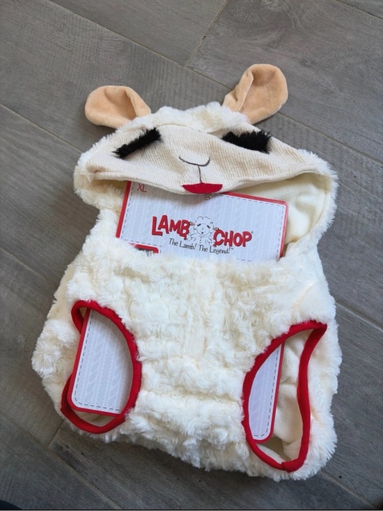 Lamb Chop Other - Lamb Chop Dog Costume - Cream with Red Trim